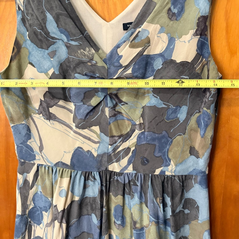 Banana Republic Blue, Gray & Green Floral 100% Silk Summer Midi Dress - Picture 6 of 10